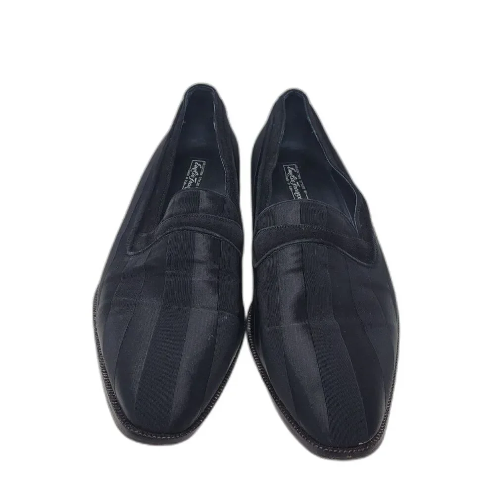 Emilio Franco Black Striped Slip On Loafers